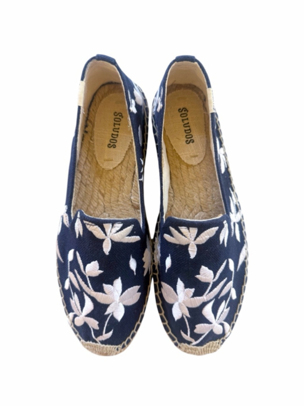 Soludos Embroidered Espadrille in Navy Blue Women Size 8.5